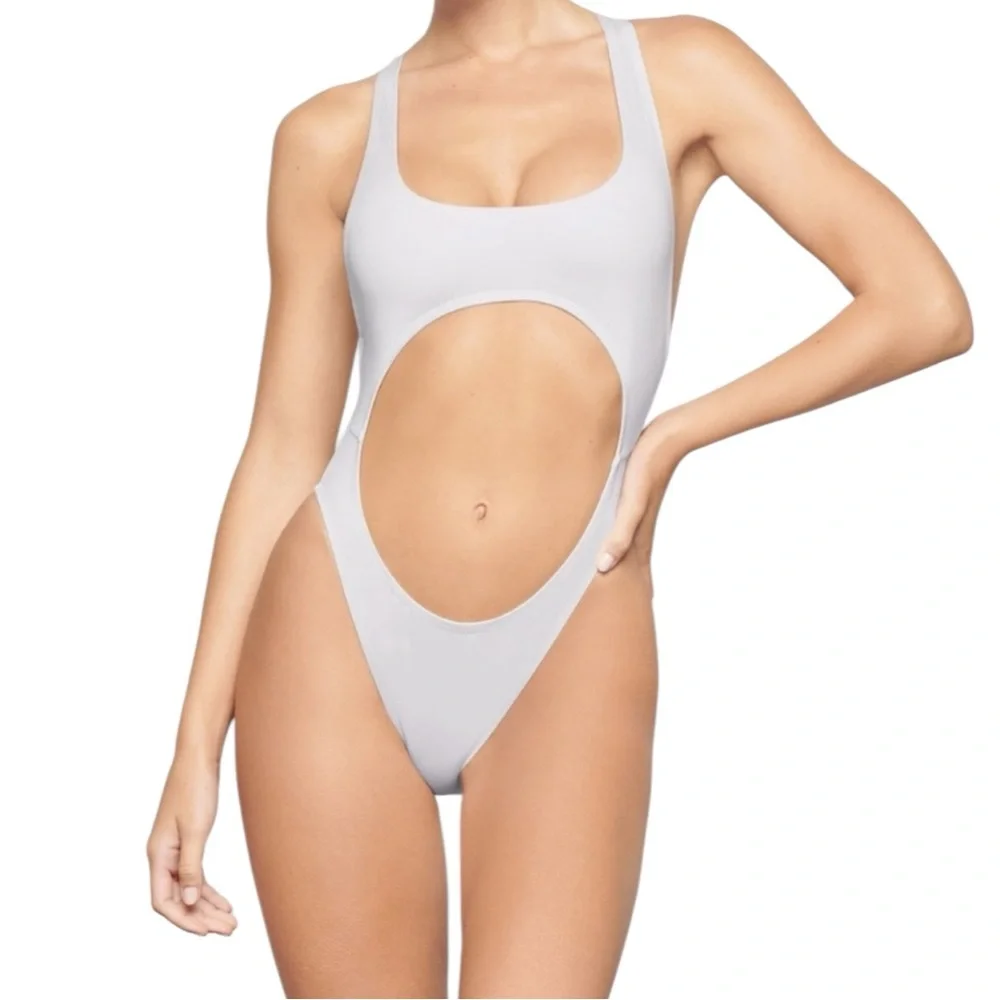 SKIMS White Cutout One-Piece Swimsuit